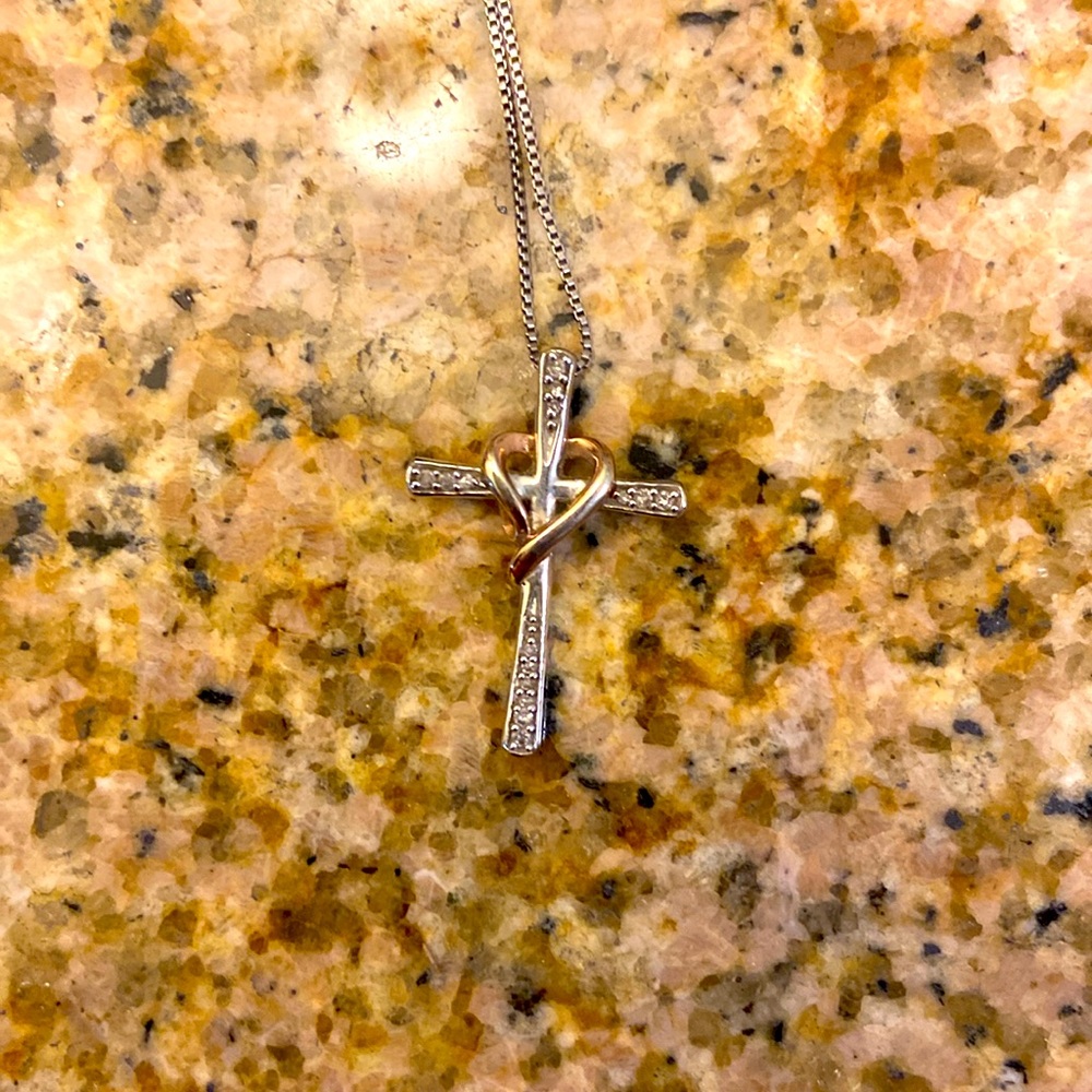 Silver cross necklace, 18 inches